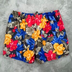 Sand N Sun Mens XL Swim Trunks Tropical Floral Board Shorts Rich Black SN138704H